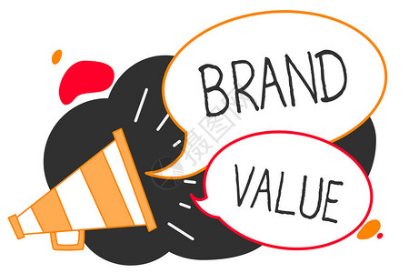 手写文字书写品牌价值概念意义公司从其名称可识别的产品中生成扩音器扬声器语音气泡重要图片