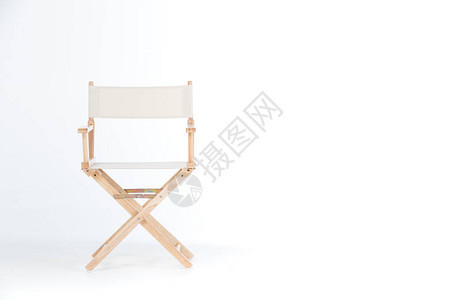 由木和织物制成的椅子在白色背景上坐着舒图片
