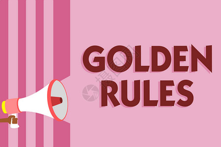 执法法官文字书写文本黄金法则应遵循的基本原则的商业概念重要原则扩音器扬声器粉红色条纹重要信背景