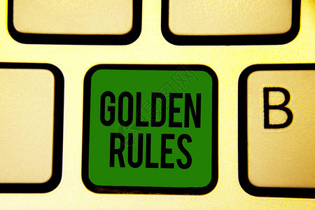 文字书写文本黄金法则应遵循的基本原则的业务概念重要原则键盘绿色键意图创建计算机图片