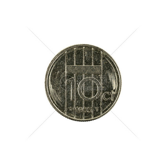 10杜查分硬币1985年在白色图片