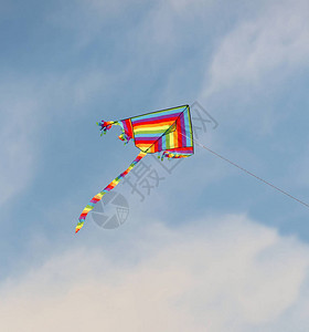 五颜六色的风筝在蓝天高飞象征着自由图片