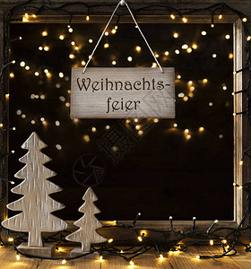 与德国文本Weihnachtsfeier的签名意味着圣诞派对图片