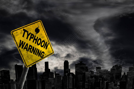 台风警告信号指向强烈的暴风背景图片