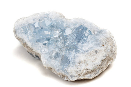 原种的巨矿岩石西莱斯汀白色背景图片