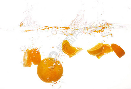 熟的橙子切片落图片