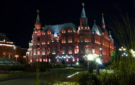 夜间照明中的莫斯科中心图片