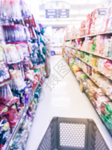 舒芙蕾甜品摘要模糊的糖果饼干牛肉干美国得克萨斯州加兰的亚洲杂货店零食和小购物车在部门超市展示的重点甜品及价背景