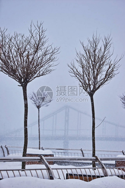 夜在乌克兰大河Dnieper与乌克兰基辅Pedestria图片