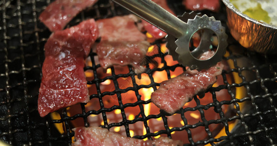日本烧烤牛肉特写背景图片