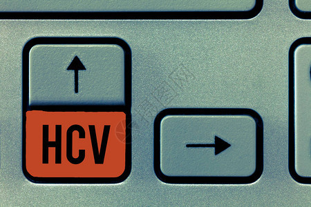 手写文本Hcv概念意指导致肝脏感染炎的感染物剂图片