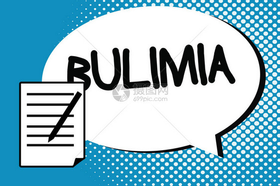Bulimia的手写文字概念的意思是极度痴迷于超重图片