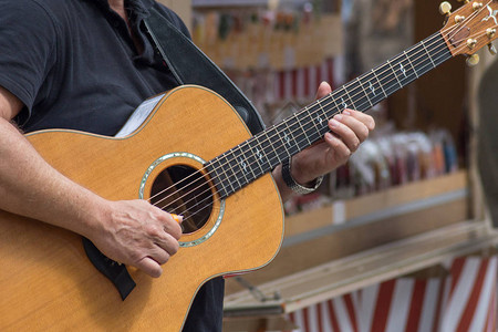 弹吉他特写背景图片