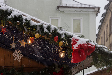 圣诞节市场降雪图片