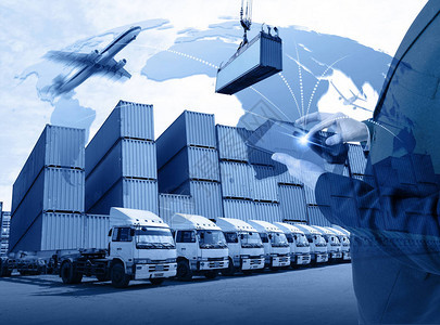 与全球货物运输或全球商业概念或进出口商业物流航运业务平板电脑的业务图片