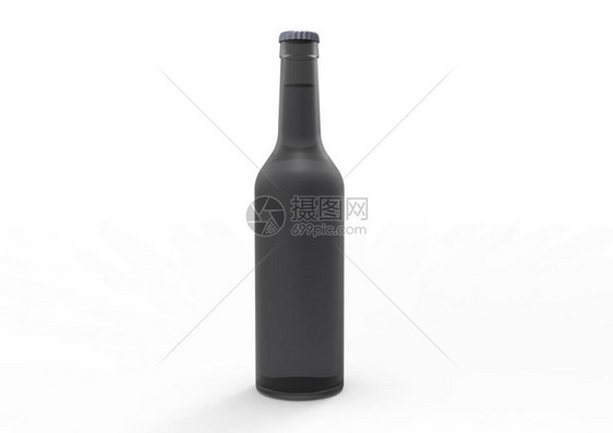 白底孤立的黑啤酒瓶Black图片