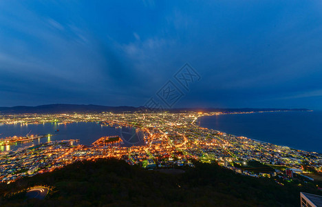 日本北海道冬季Hakodate山市风景全图片