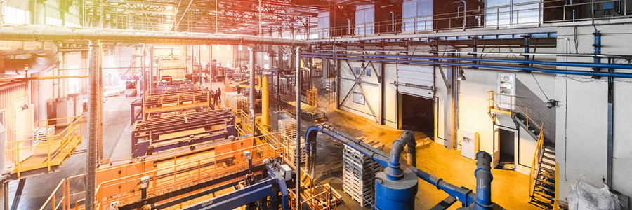 现代工厂生产玻璃纤维重工业机械金属加工车间概念的顶尖视野图片