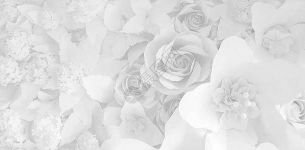 纸花从纸上切出的白玫瑰婚礼装饰品图片