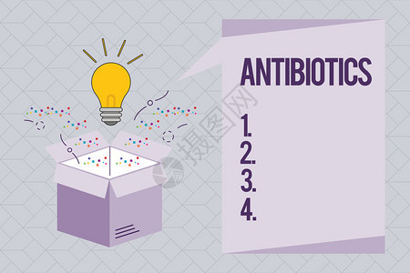 显示抗生素的文字符号用于治疗和预防细菌感染的图片