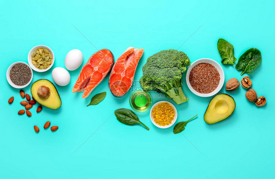 富含Omega3脂肪的健康食品健康饮食概念文本空白图片
