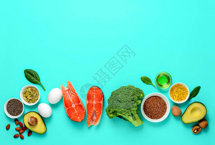 富含Omega3脂肪的健康食品健康饮食概念文本空白图片