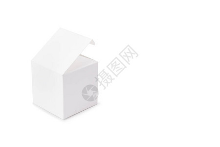 左侧白色背景上的白色纸板箱盒子模型方形白盒照片图片
