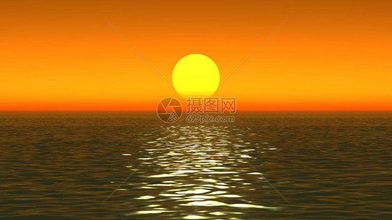 海洋中的金色夕阳图片