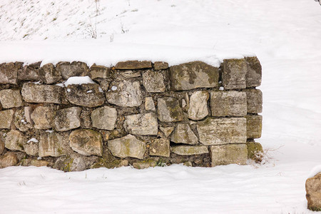 观察下雪的贝尔格莱德堡垒的各个部分注意背景图片