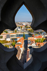 波兰老城罗茨瓦夫Wroclaw的全景图片