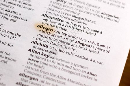 字典中的词句或词组Allegro用图片