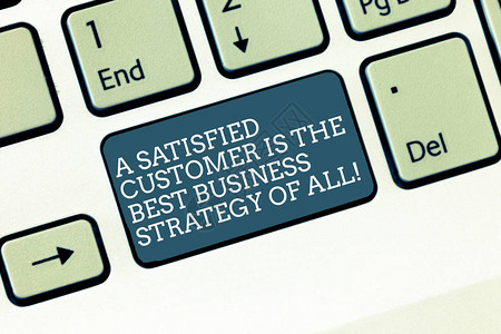 占道经营文字写作文本满意的客户是最好的商业策略良好服务键盘的商业概念意图创建计算机消息背景