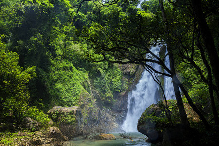 Tamnang瀑布在森林热带地区公园TakuapaPhang图片