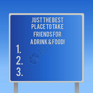 文字符号显示只是带朋友喝酒和食物的最佳场所概念照片好咖啡馆空白方形广告牌站立与框架图片