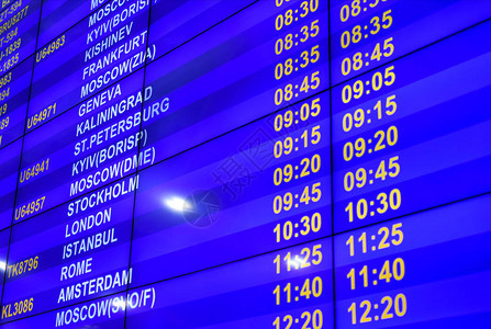 载有机场航班时间表的数码信息机图片