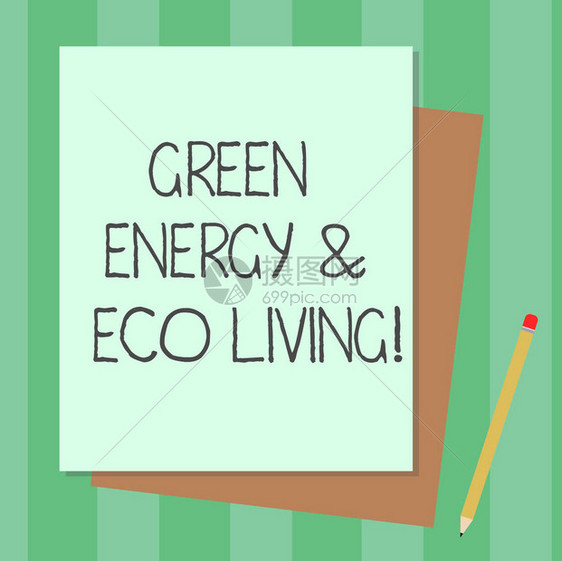 概念手写显示绿色能源和生态活商业照片文本回收再利用堆栈不同的粉彩构图片