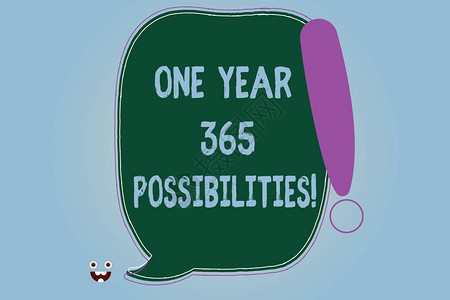 365的可能新开始机会动机的商业概念空白彩色语音气泡概述了感叹背景