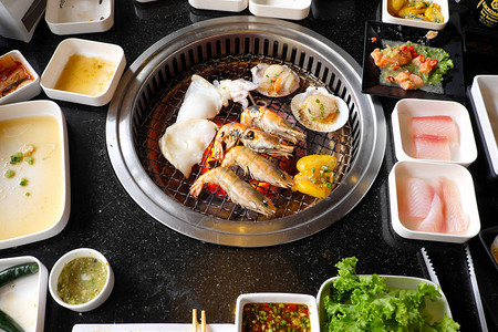 韩式海鲜烤背景图片