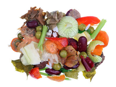 烹饪后残留的食物蔬菜废物孤立的微距工作室拍摄未来概念图片