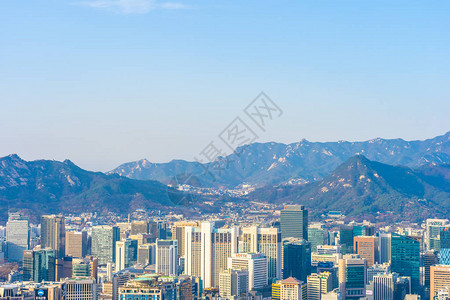 韩国首尔市美丽的风景和城市景观背景