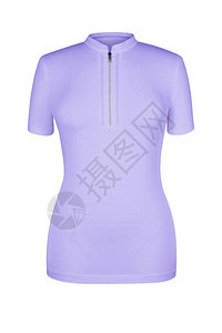 紫色空心女T恤带有金属拉链白色背景图片
