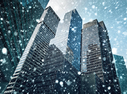 纽约市冬天的概念纽约市下雪在降雪图片