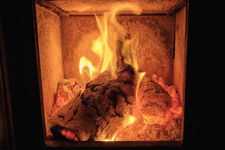 柴火在炉子里燃烧背景图片