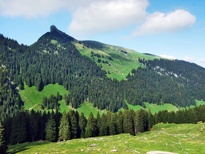 看阿尔卑斯山脉Alpstein的山峰瑞士图片