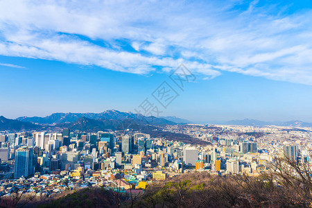 韩国首尔市美丽的风景和城市景观图片