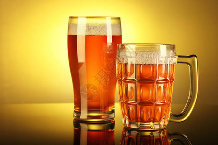 两杯啤酒Mug玻璃图片