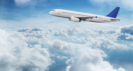 商业飞机喷气式飞机越云层上图片