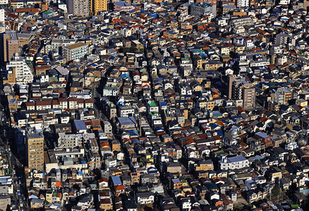 从空中看到东京的住宅背景图片