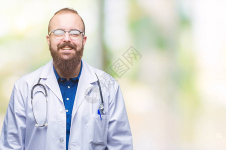 年轻的天主教医生男子穿着医疗白色大衣图片