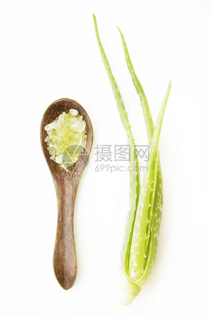 Aloevera叶和浴盐SPA芳香疗法和图片